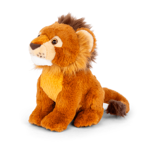 Lion plushie angled view.