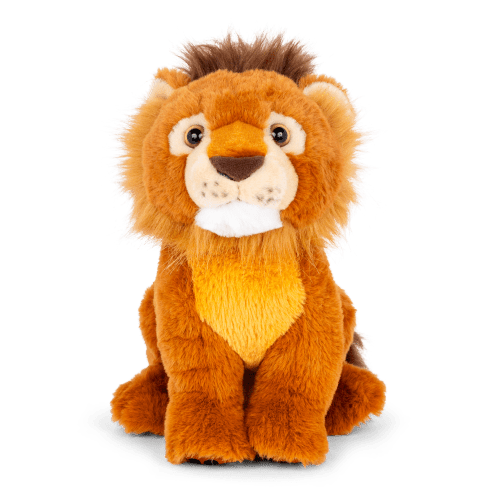Lion plushie front angled view.