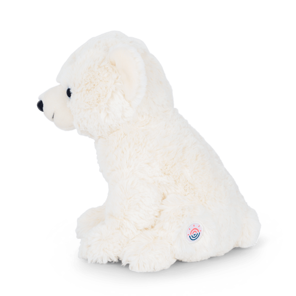 Polar bear plushie angled view (4th angle).