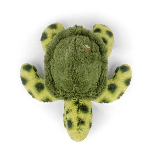 Sea turtle plushie top angled view.