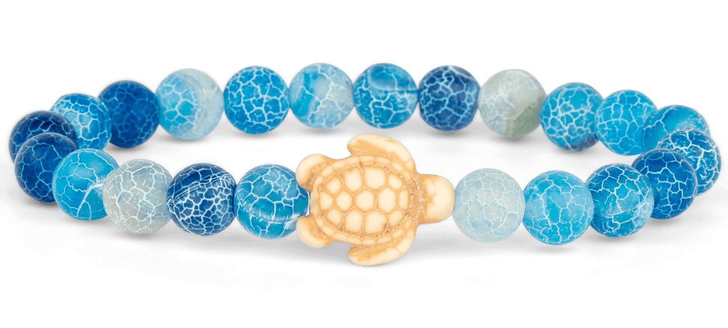 Blue sea turtle tracking bracelet