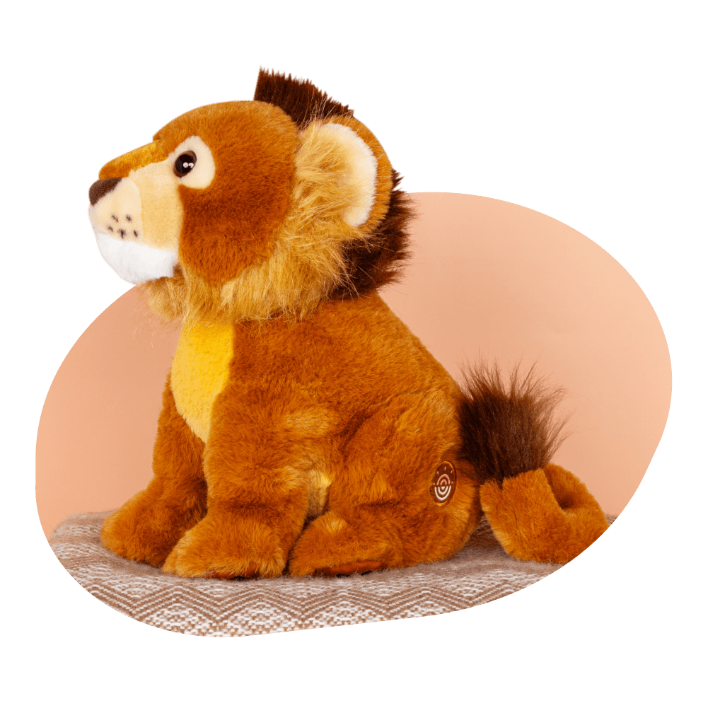 Lion plushie lifestyle image.