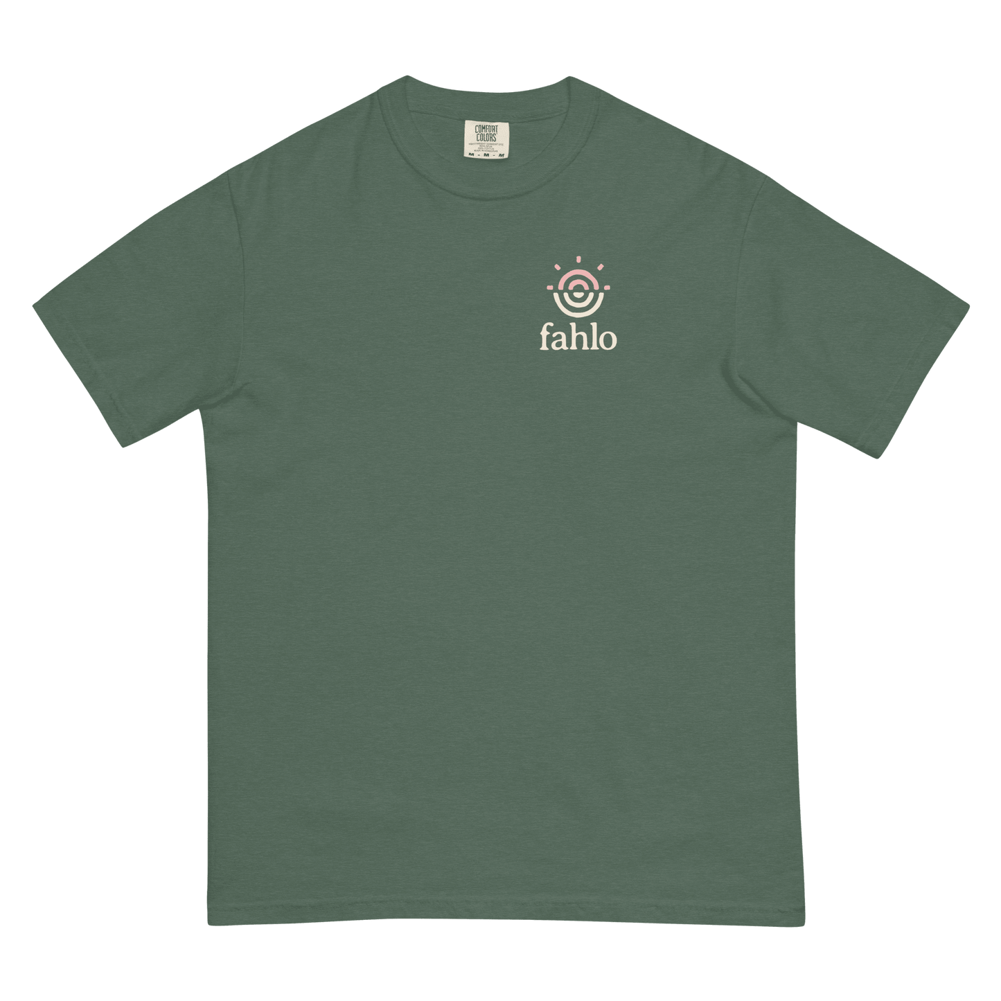 Blue spruce t-shirt shown folded on white background