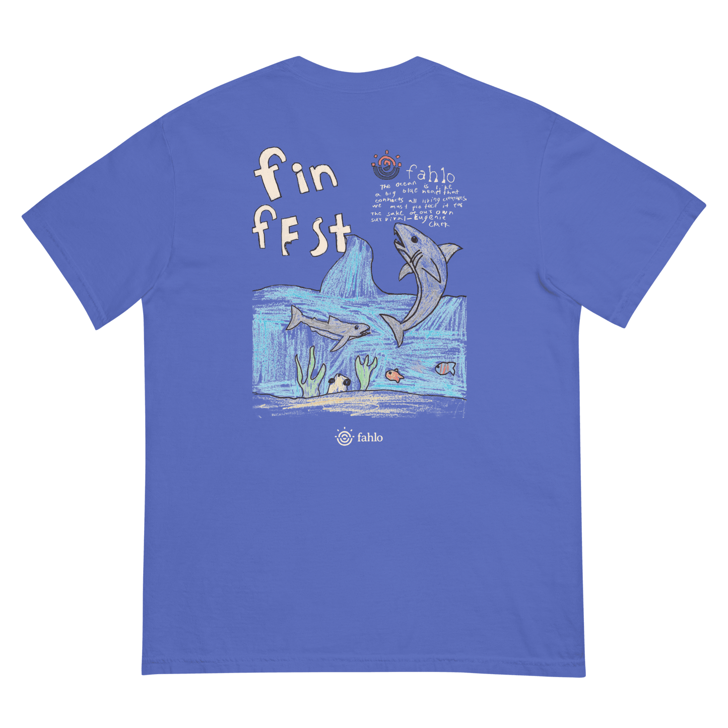 Back of flo blue T-shirt
