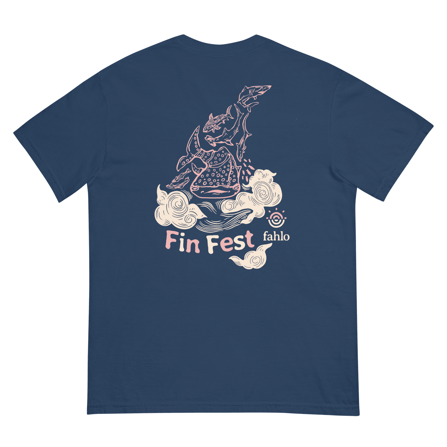Navy unisex tee showing back design