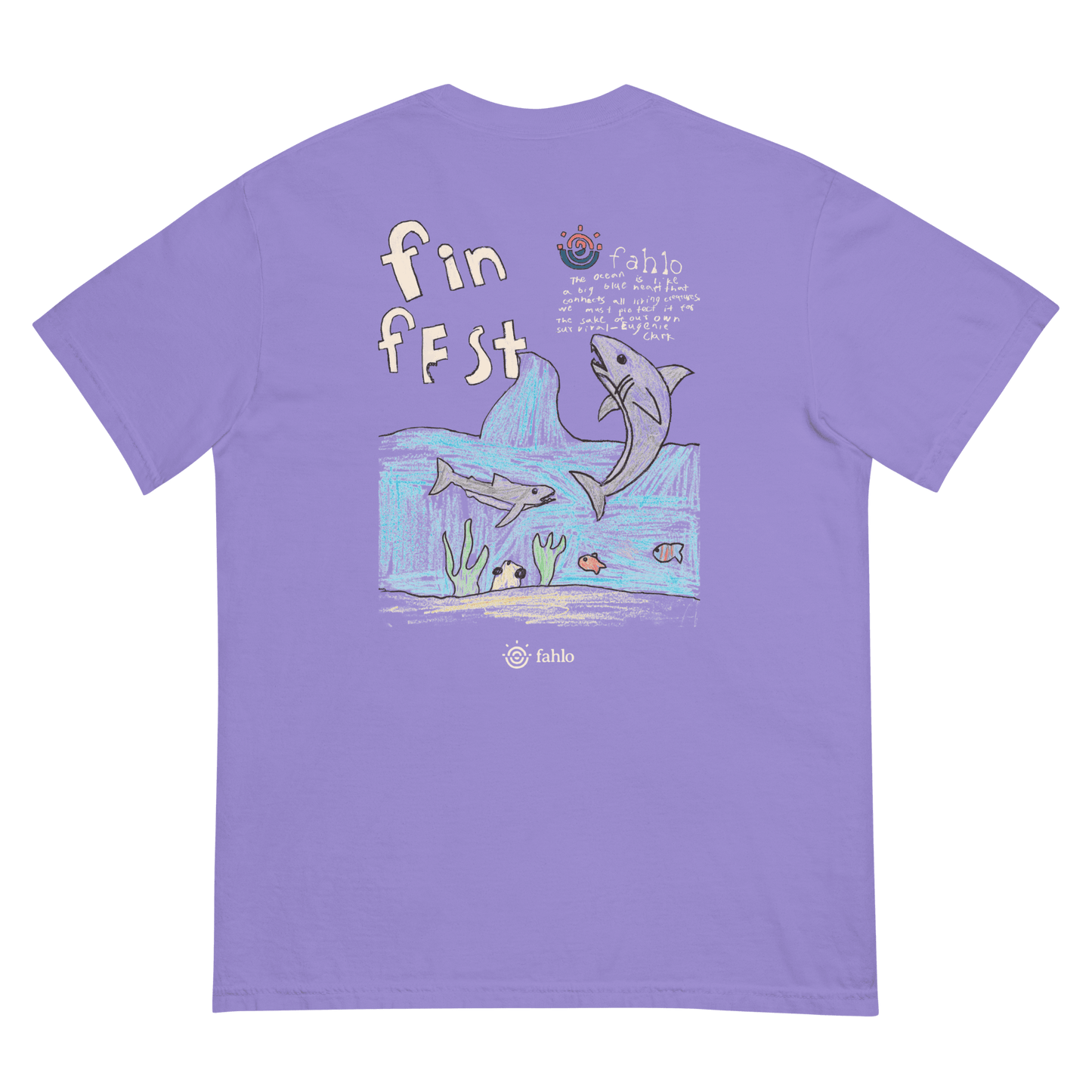 Back of violet T-shirt with soft fabric