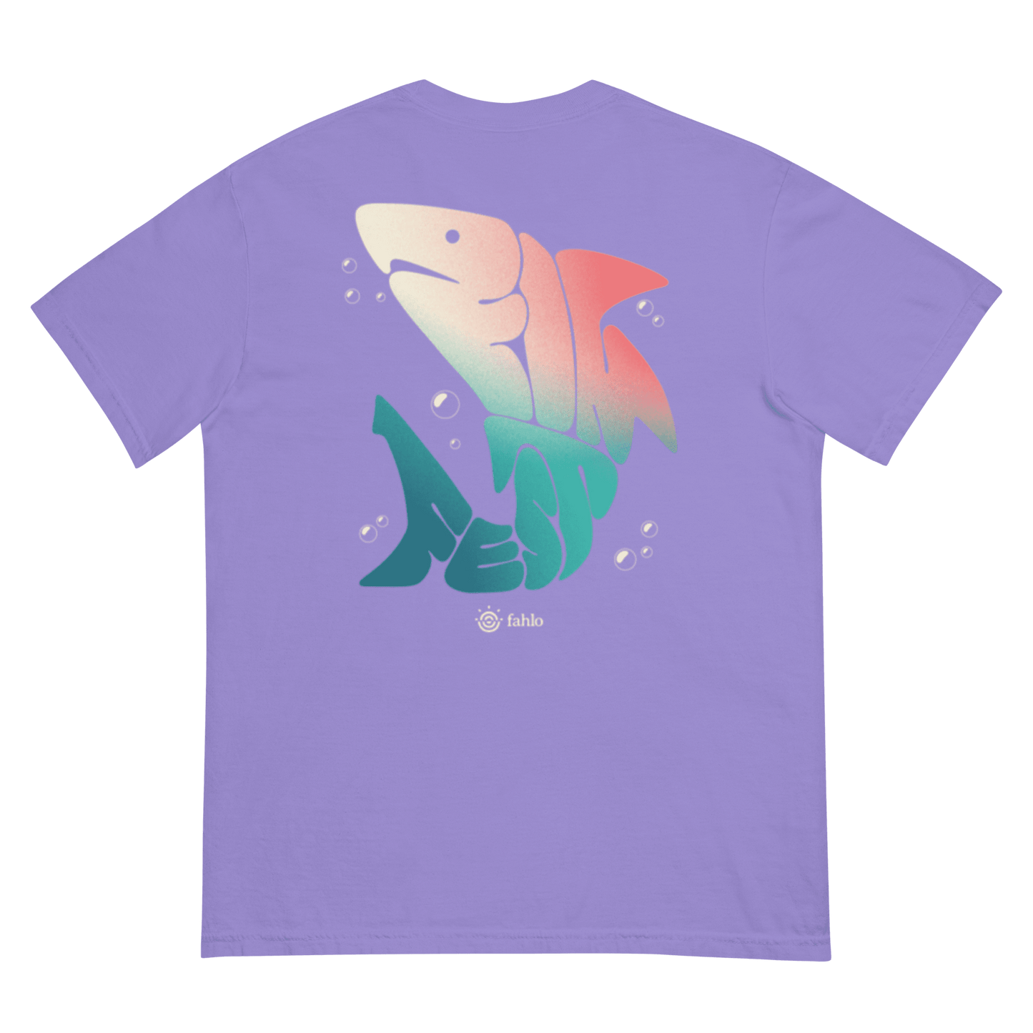 Front of violet tee with clean lines