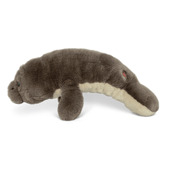 Manatee plushie side angled view.