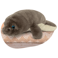 Manatee plushie styled angled view.