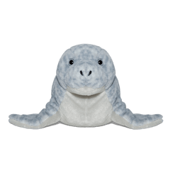 Seal plushie front angled view.