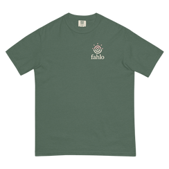Blue spruce t-shirt shown folded on white background
