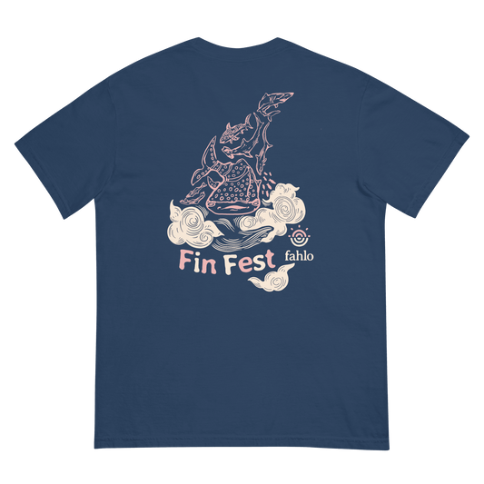 Navy unisex tee showing back design