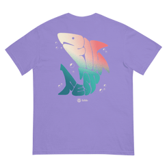 Front of violet tee with clean lines