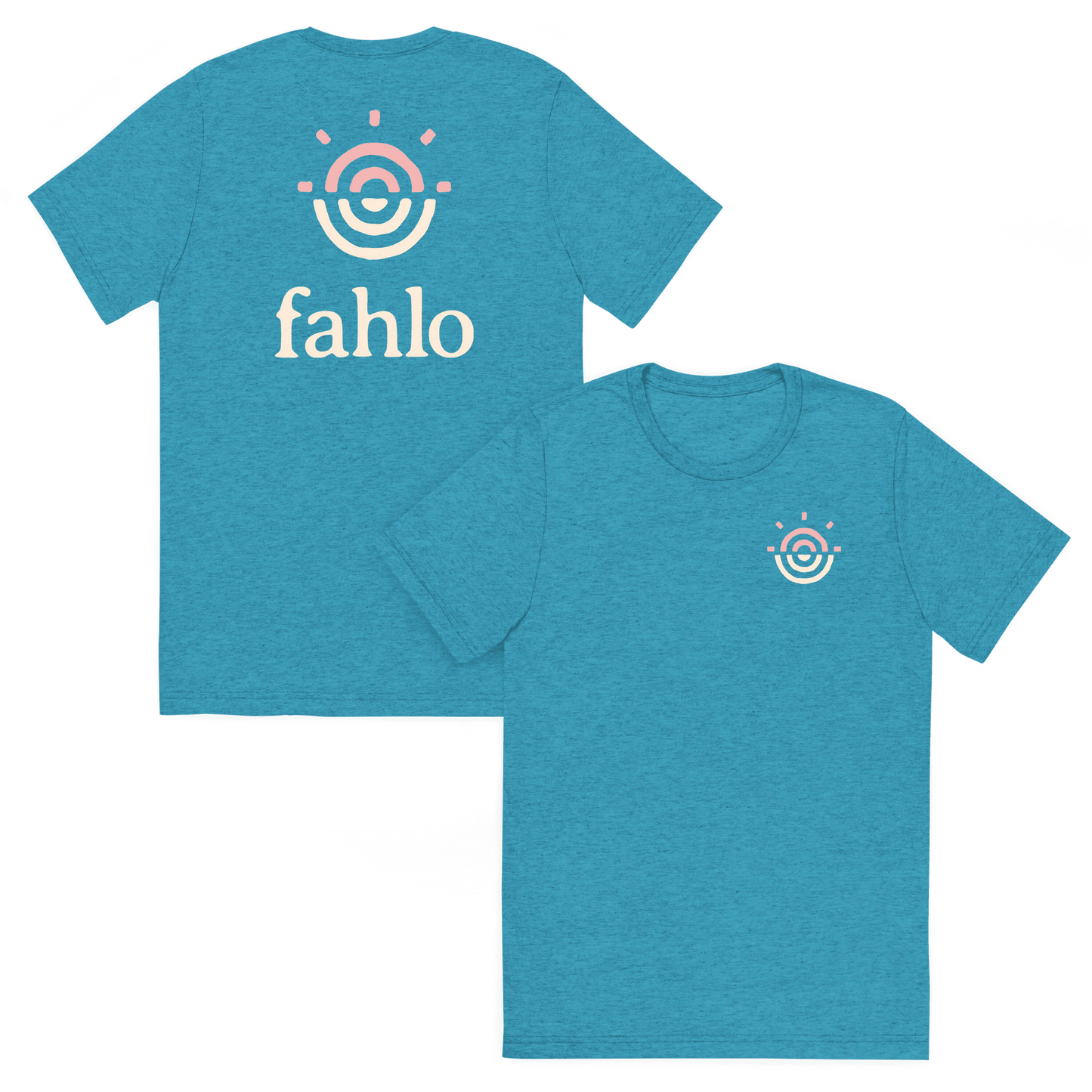 Aqua tri-blend unisex t-shirt displaying a front view.