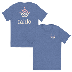 Blue tri-blend unisex t-shirt featuring a clear front view.