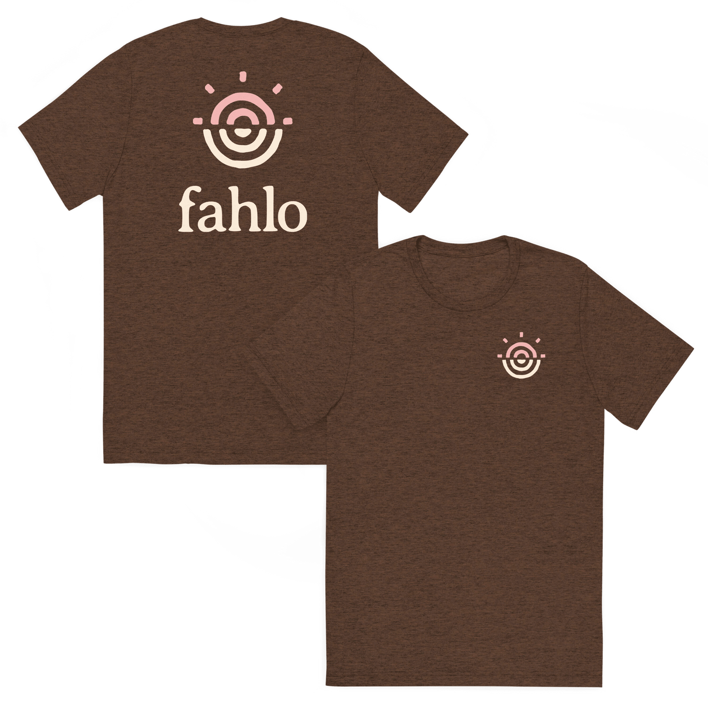 Brown tri-blend unisex t-shirt displaying the front design.