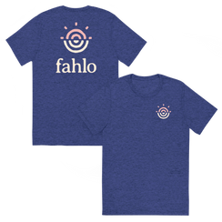 Navy tri-blend unisex t-shirt with the front design visible.